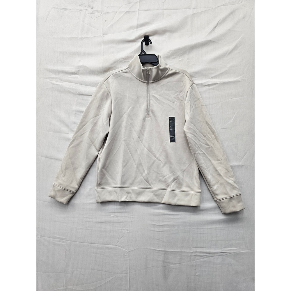 All in Motion Mens Mock Neck 1/2 Zip Pullover Stone Polyester Blend Size Medium